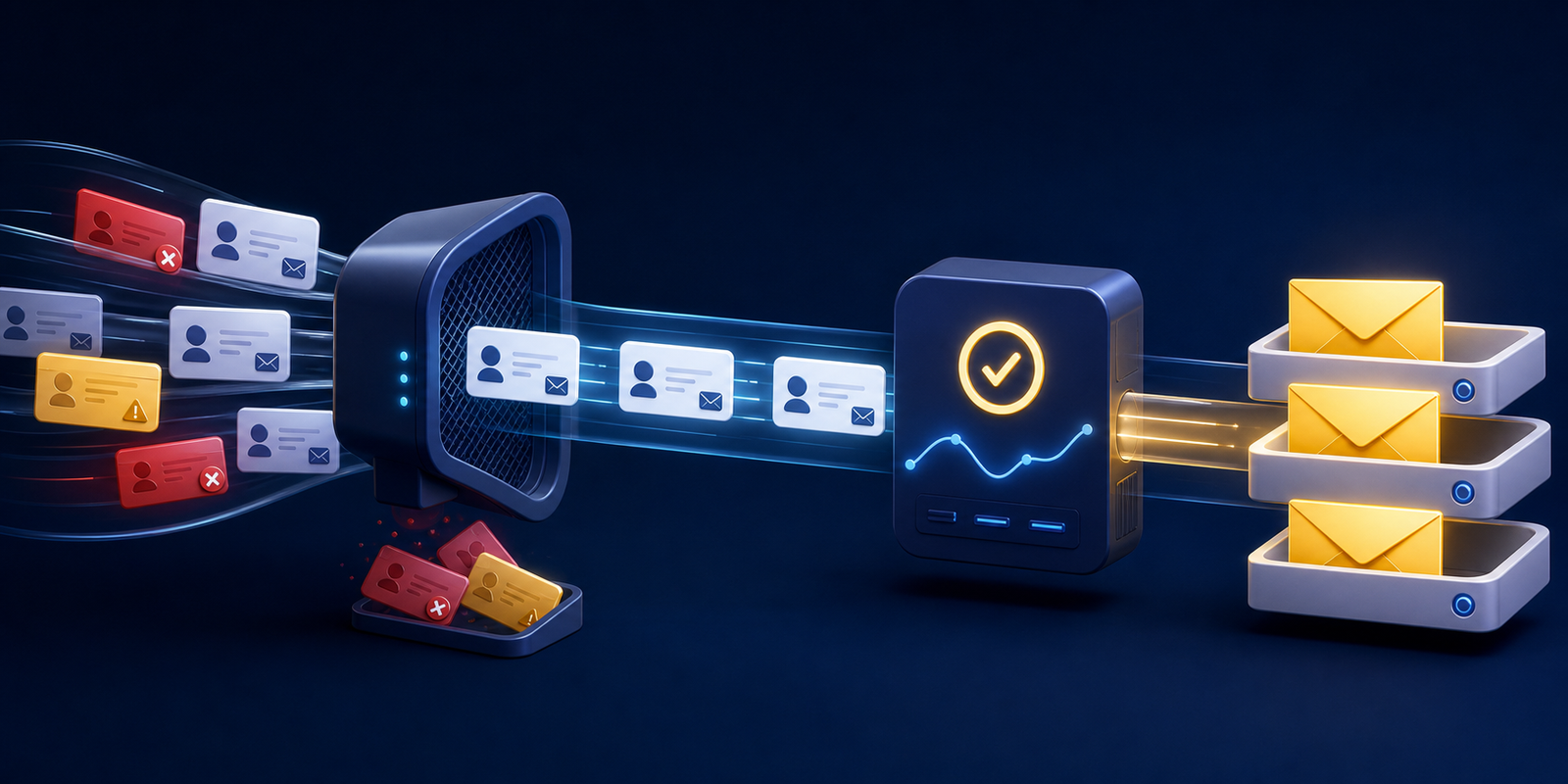Email verification and sender reputation workflow comparing InboxAlly with Clearout